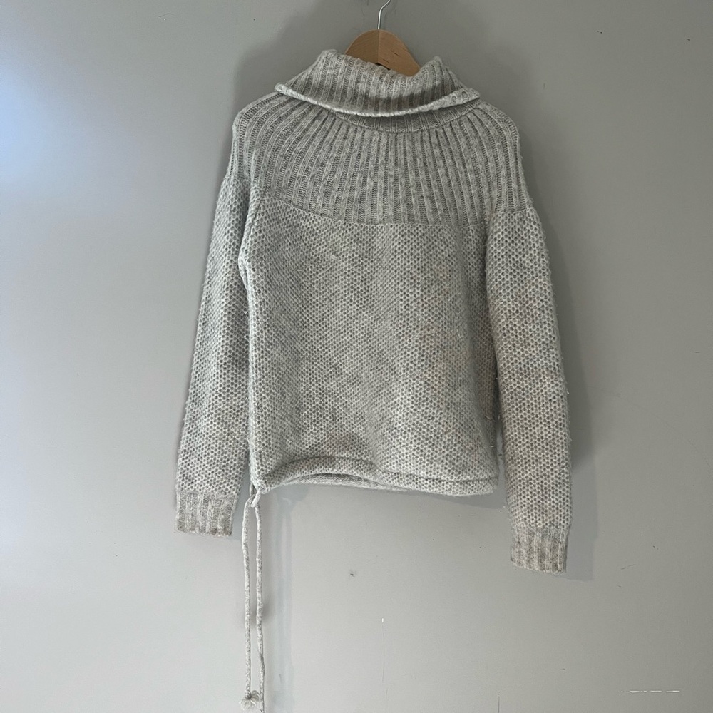Madewell Snowbound Drawstring Wool Mohair Blend Pullover Sweater Sz M Gray - Picture 2 of 3